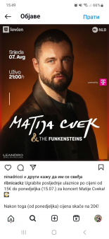 2 karte po cijeni jedne za koncert Matije Cveka - Ribnica