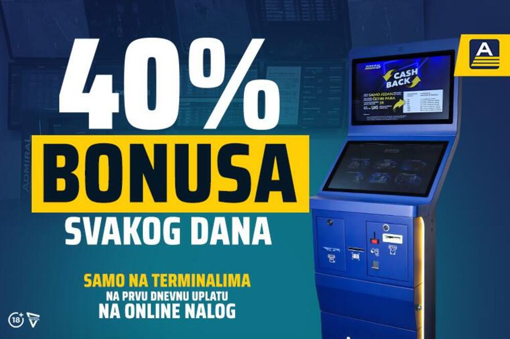AdmiralBet terminali &ndash; 40% bonusa na depozit svakog dana