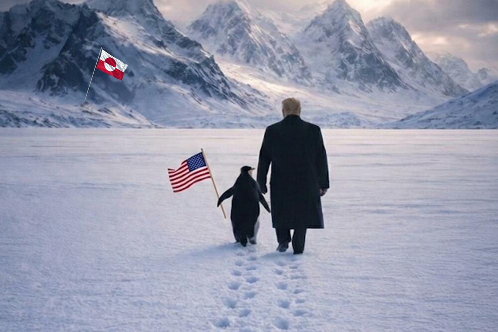Bijela kuća objavila AI sliku Trampa i pingvina navodno na Grenlandu, gdje pingvina nema