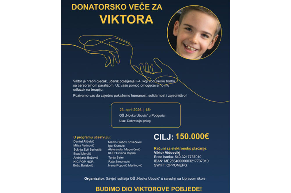 Budimo dio Viktorove pobjede - poziv na donatorsko veče