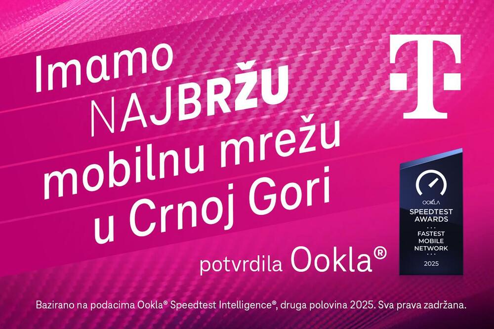Crnogorski Telekom dobitnik Ookla&reg; Speedtest Award&trade; priznanja za najbržu mobilnu mrežu u Crnoj Gori