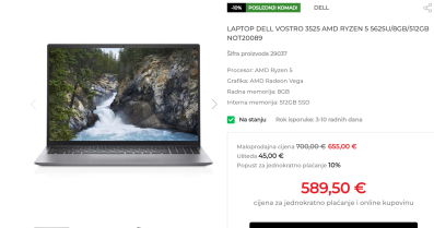 Dell Vostro 3525/AMD Ryzen 5 5625U/8GB/512GB