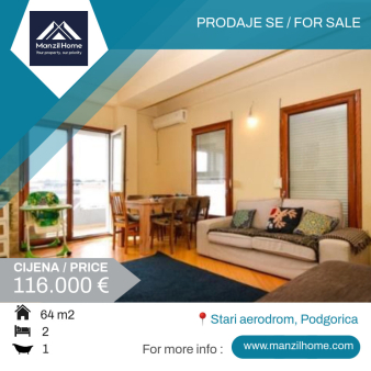 Dvosoban stan, 70m2, Stari Aerodrom, Prodaja