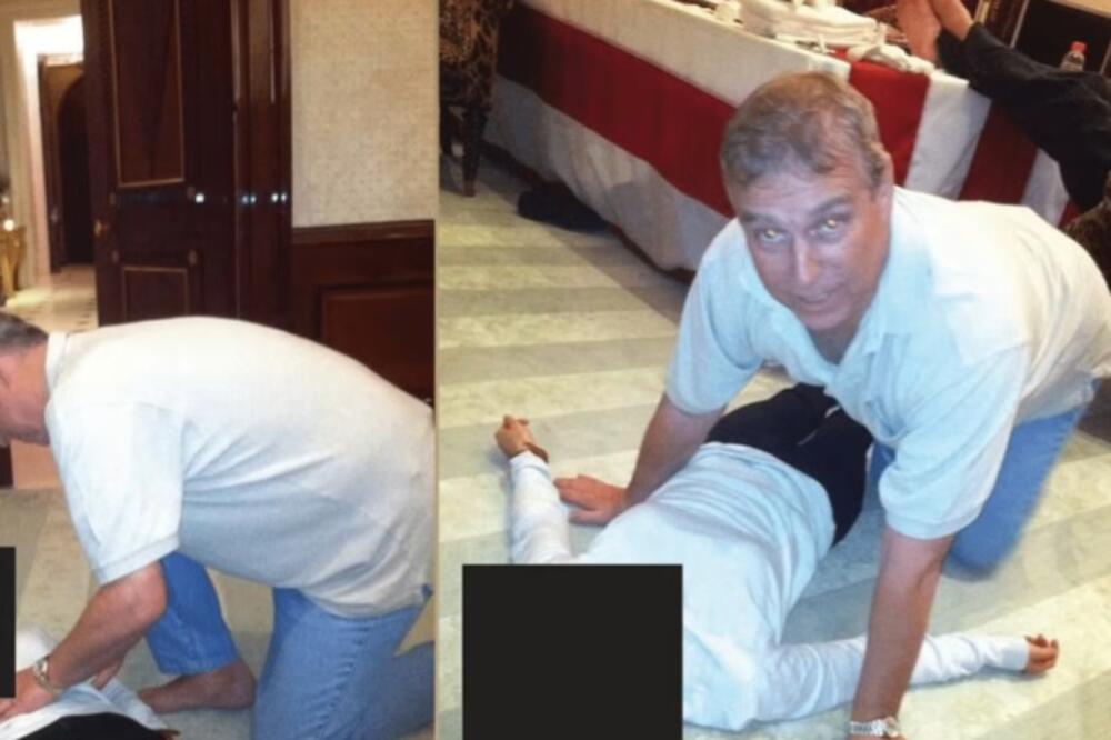 Epstinovi fajlovi: Bivši princ Endru četvoronoške kleči iznad žene koja leži na zemlji, dira je po stomaku...