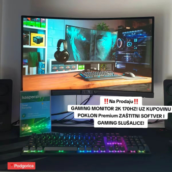 Gaming MSI 27 2K Monitor, Kalibrisan + Pemium Kaspersky sa VPN-om &amp; RGB Slušalice!