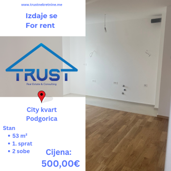 Izdaje se dvosoban nenamješten stan površine 53 m2!