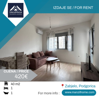 Izdaje se jednosoban stan od 40m2 - Zabjelo