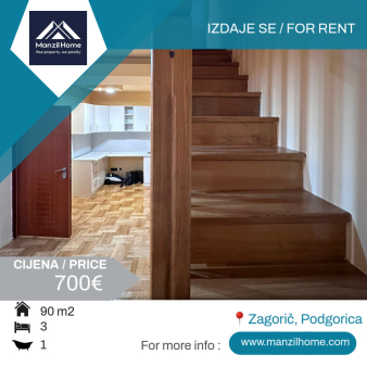 Izdaje se trosoban duplex stan - 90m2 - Zagorič
