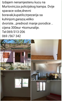 Izdajem nenamještenu kuću na Murtovini