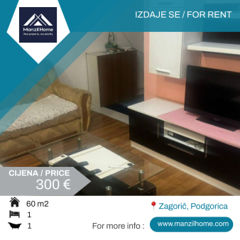Jednosoban stan, 45m2, Zagorič, Izdavanje