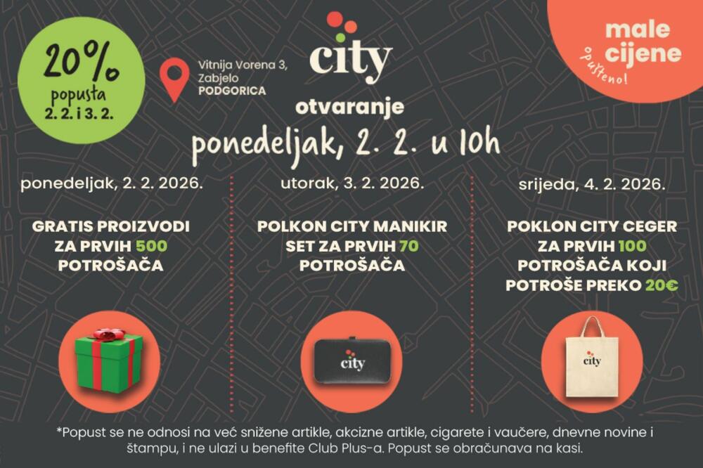 Otvora se novi City market na Zabjelu uz sjajne popuste i poklone