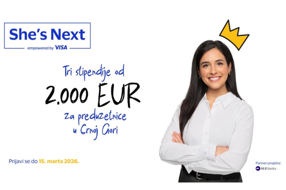 Otvoren She&rsquo;s Next 2026 finansijski konkurs &ndash; Tri stipendije od 2.000 EUR za žene preduzetnice u Crnoj Gori