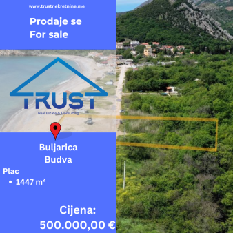 Plac, 1626 m2, Buljarica, Budva, Prodaja