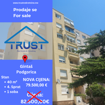 Prodaje se jednosoban nenamješten stan površine 40 m2