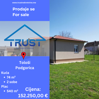 Prodaje se namještena kuća površine 74  m2 na placu od 540 m2!
