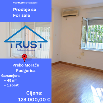 Prodaje se nenamještena garsonjera 48 m2!