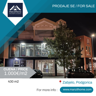 Prodaje se poslovni proctor na dva nivoa od 250m2 + 180m2, Zabjelo
