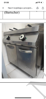 Prodajem plinsku fritezu duplu sa postoljem, ledomat , pizza peć, rostilj sa postoljem.