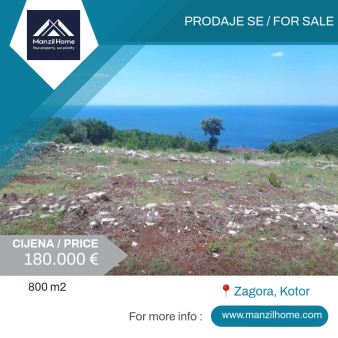 Prodaju se dva placa, 800m2, Zagora, Kotor