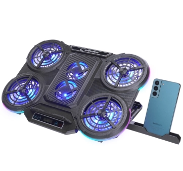 Rampage PROTE R6 RGB osvetljeno postolje za netbook hladnjak sa 4 ventilatora i drzacem za telefon