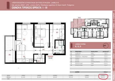 Za prodaju dvosoban stan 64m2, Zabjelo, Podgorica