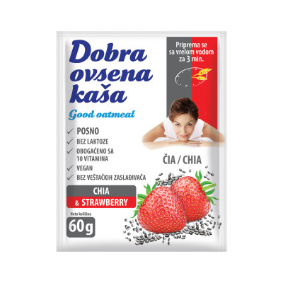 Dobra ovsena kaša sa čia sjemenkama i jagodom 60 g