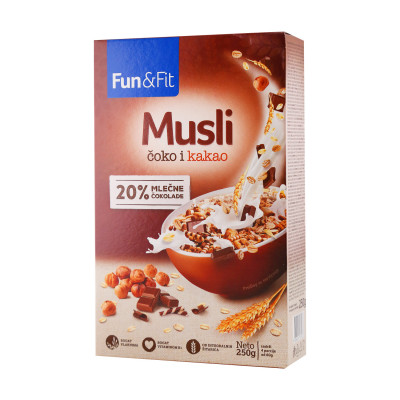 Musli čoko+kakao 250 g Fun&Fit Company