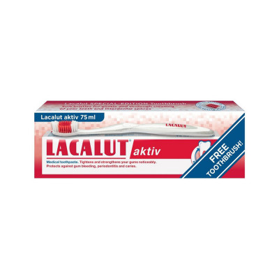 Pasta za zube aktiv 75ml + silver četkica gratis Lacalut