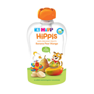 Voće u tubi banana, kruška, mango 100 g 4 mjeseca Hipp